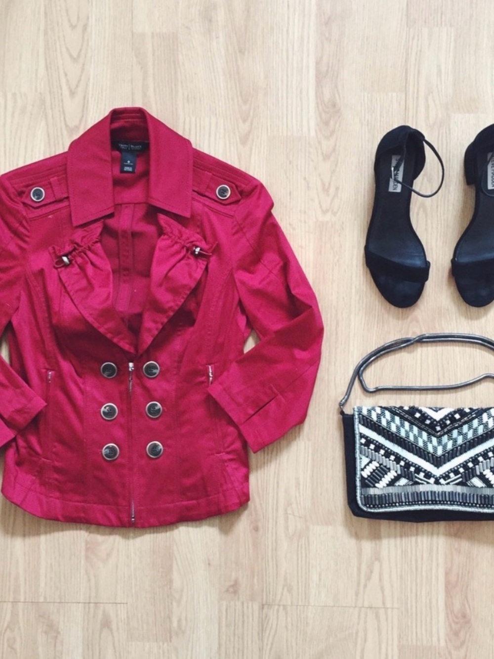 White House Black Market Zip-Front Jacket in Red | Size 0